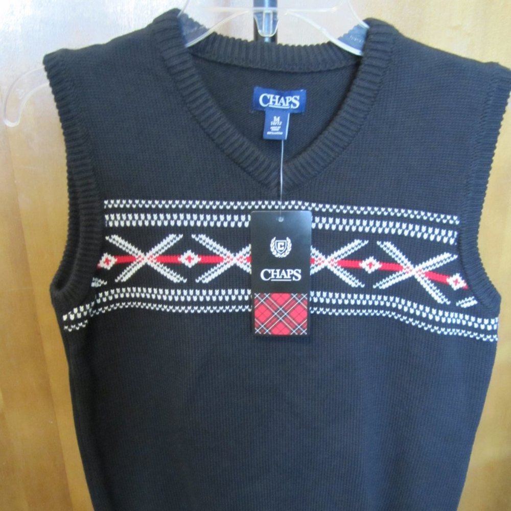 Chaps  Black Winter Print Vest